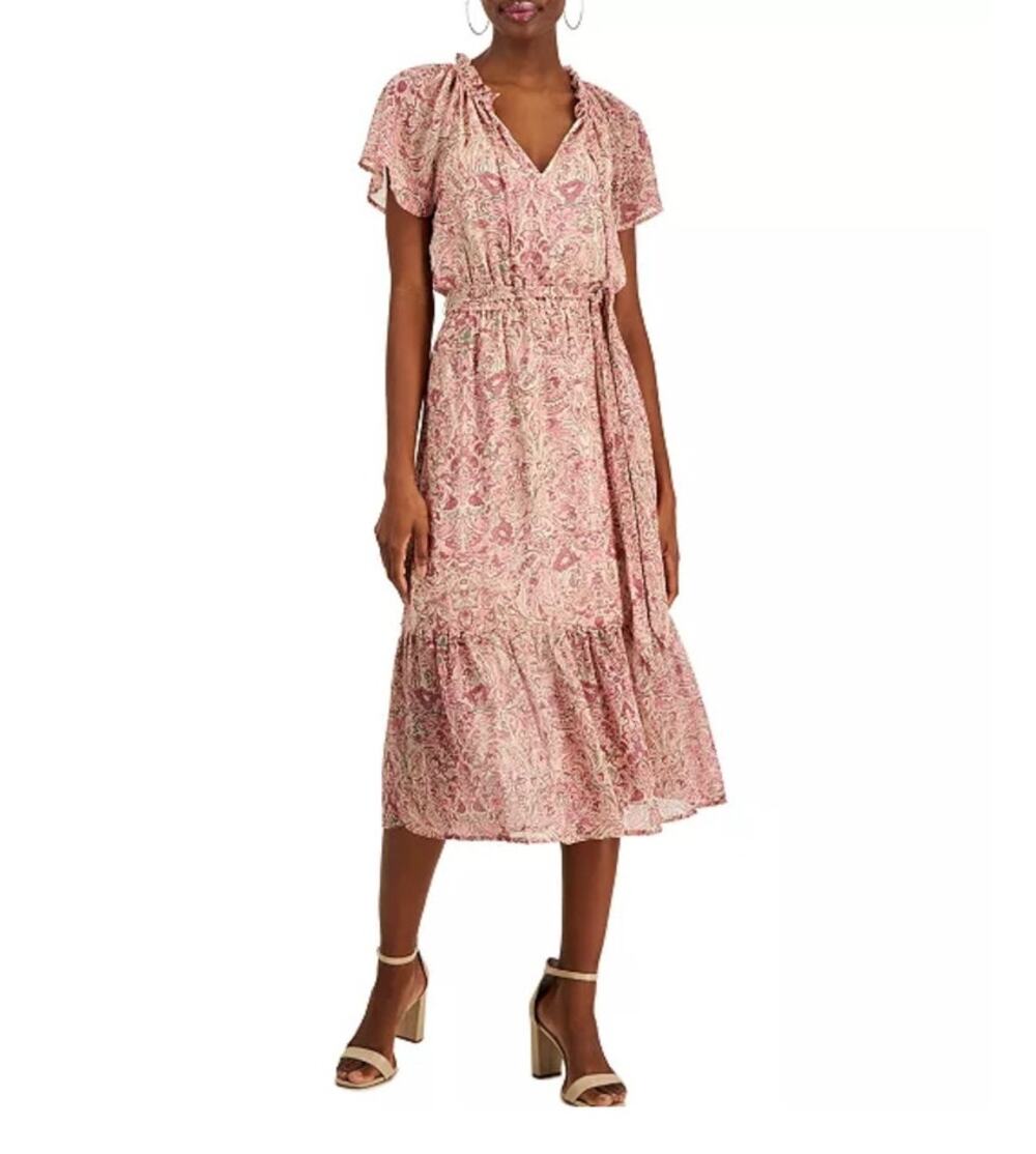 I.N.C. International Concepts Women's Paisley Flutter-Sleeve Midi Dress, Sz 16